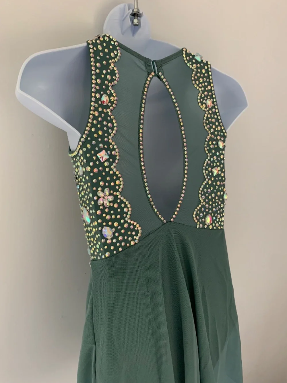 Sage Green Rhinestone Dance Dress: Child Size 6/6X